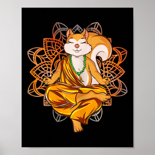 Poster Meditação de Yoga de Esquilo  (Frente)