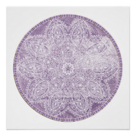 Pôster Meditação do Círculo Grunge Purple Mandala