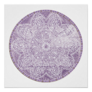 Pôster Meditação do Círculo Grunge Purple Mandala