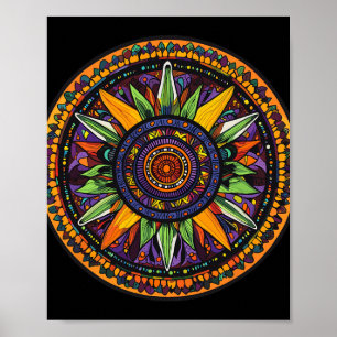 Poster Meditação Explosão Solar Mandala Sagrada