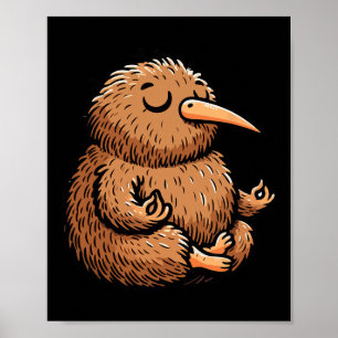 Poster Meditação Kiwi Pássaro Pose de Yoga Relaxante Anim