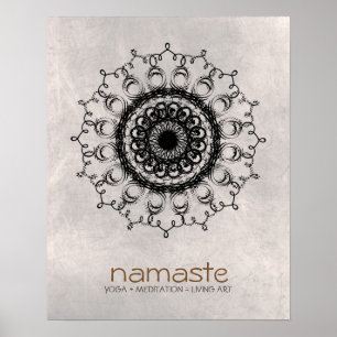Pôster Meditação Mandala Damask Namaste Yoga