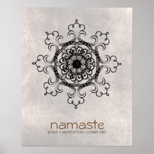 Poster Meditação Mandala Damask Namaste Yoga