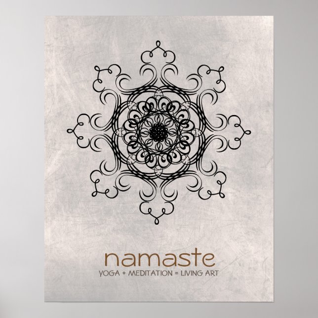 Poster Meditação Mandala Damask Namaste Yoga (Frente)