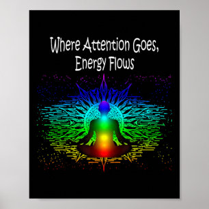 Poster Meditação Onde a Atenção Vai, a Energia Flui Yoga