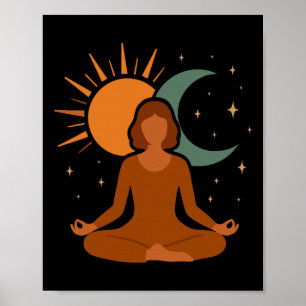 Poster Meditação Sol Lua Yoga Espiritual Design de Autocu