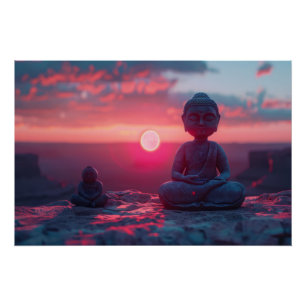Pôster Meditação Tranquil Sunrise: Poster da Estátua Buda