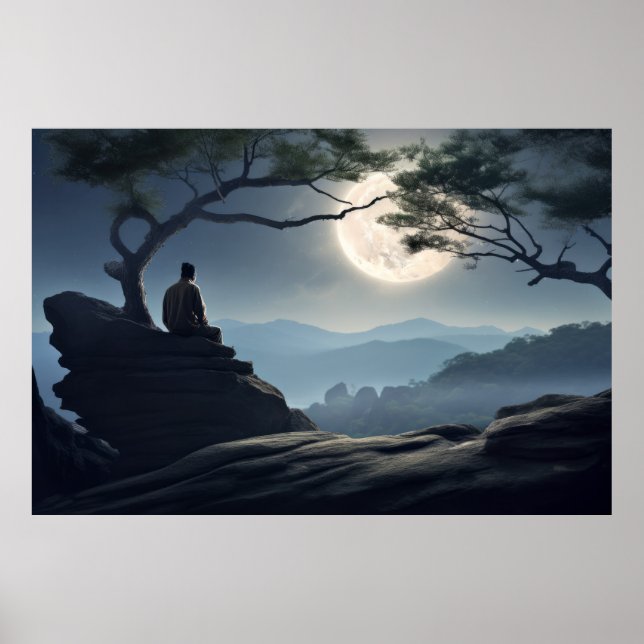 Poster Meditação Tranquila Natureza Pacífica (Frente)