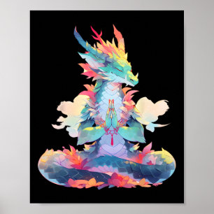 Poster Meditação Ying Yang Dragão Qi Gong Yoga Meditação
