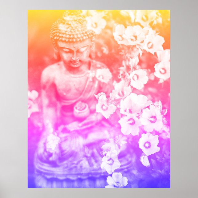 Poster *~* Meditação Zen Buddha Medita Floral Bold (Frente)