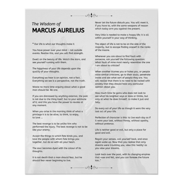 Pôster Meditações Estáticas Marcus Aurelius. Poster Brilh (Frente)