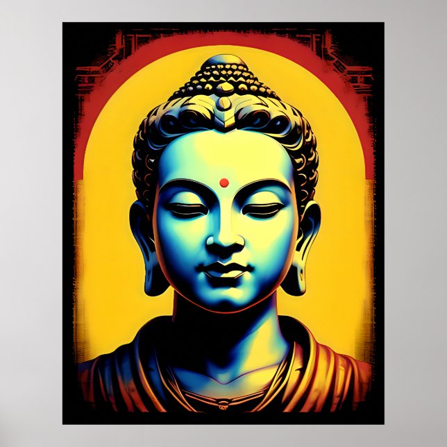 Poster Meditando Muro de Arte Moderna de Buda (Frente)