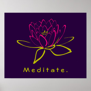 Poster Meditar. Flor de Lotus
