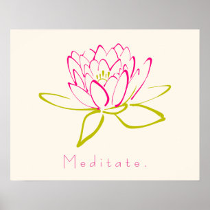 Pôster Meditate. Flor de Lotus