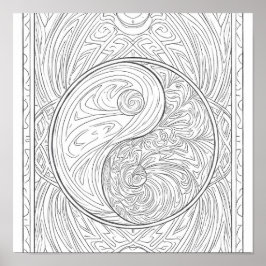 Poster Meditative Pattern Art: Sacred Geometry Yin Yang