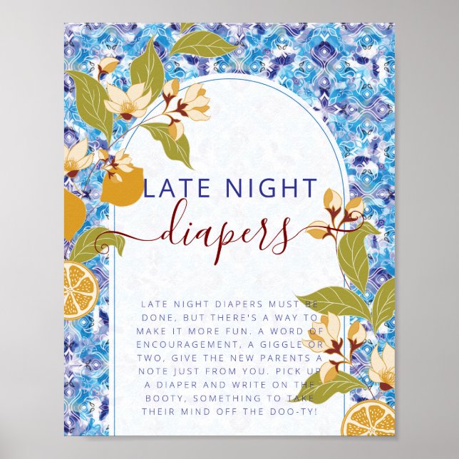 Poster Mediterranean Lemon Amalfi Coast Baby Shower (Frente)