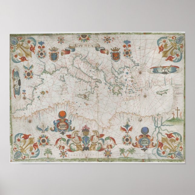 Poster Mediterranean Sea Old Map (Frente)