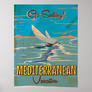 Poster mediterrâneo das viagens vintage