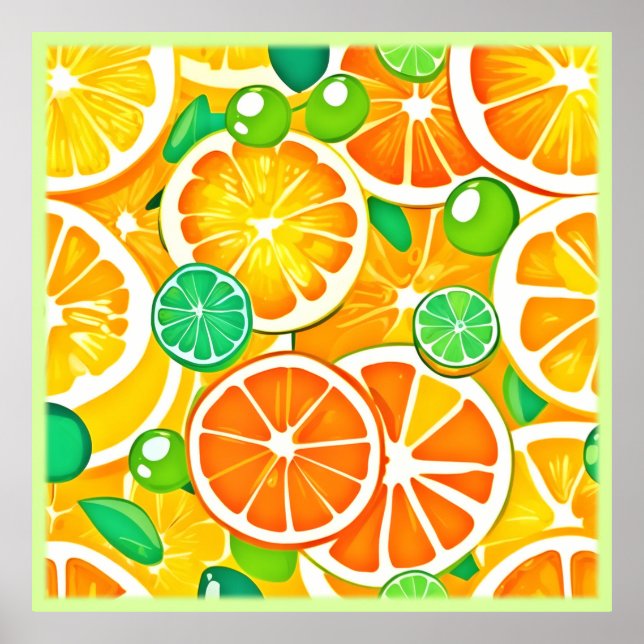 Poster Medley Citrus Vibrant - Fatias Frescas E Juciosas (Frente)