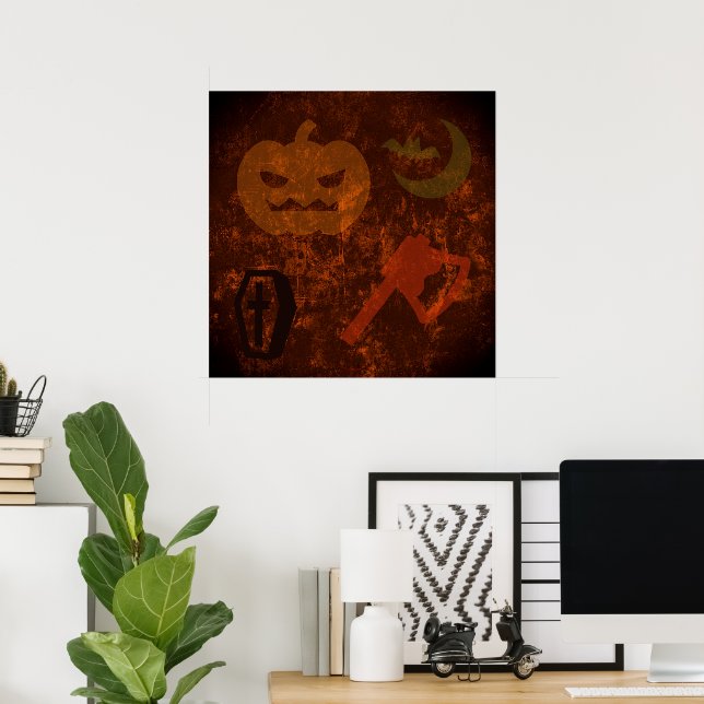 Pôster Medos de Halloween em um Fundo Sinistro (Escritório em casa)
