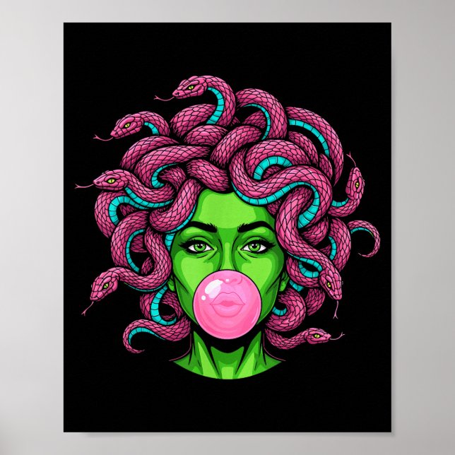Poster Medusa Blowing Bubblegum P Art Mythology Design  (Frente)
