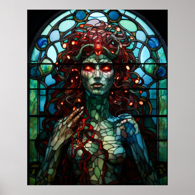 Poster Medusa - Estilo de Tiffany da Janela de Vidro Este (Frente)