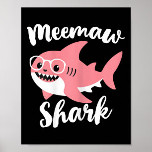 Poster Meemaw Shark Dia de as mães Vovó Engraçado Mee-maw
