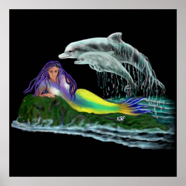 Pôster Meerjungfrau mit Delfinen (Frente)