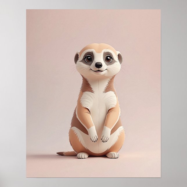 Poster Meerkat Adorável - Muro de Enfermeira Animal Safar (Frente)