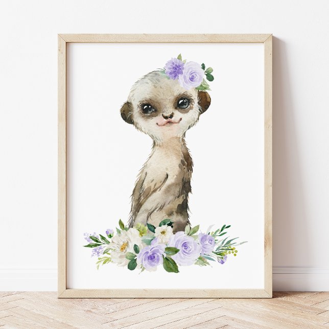 Poster Meerkat, Safari, Flores Roxas, Neutro em Gênero (Criador carregado)
