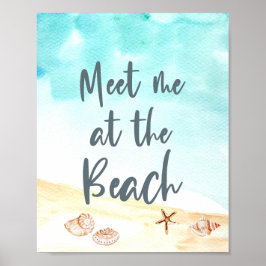 Poster Meet me at the Beach Coastal Seashells Art