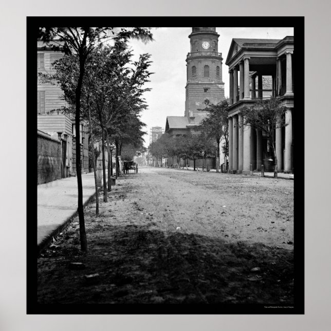 Poster Meeting Street em Charleston, SC 1865 (Frente)