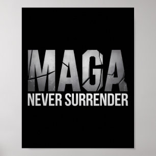 Poster Mega Trump Sombrio 2024 Mega Nunca se Rende
