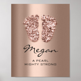 Poster Megan Name Significa New Baby Feet Rosa Chocolate