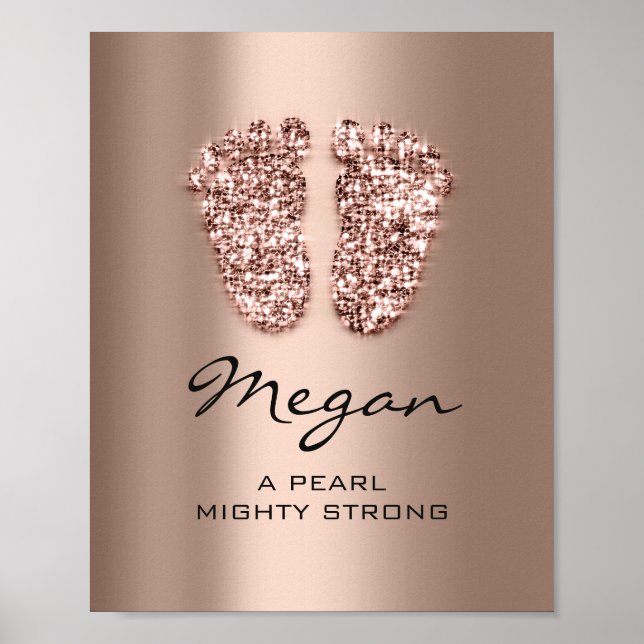 Poster Megan Name Significa New Baby Feet Rosa Chocolate (Frente)