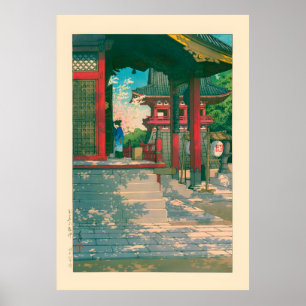 Poster Meguro Fudo Templo por Kawase Hasui