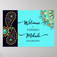 Mehndi azul teal gold jowelry paisley sinal de boa