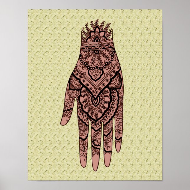 Poster Mehndi Hand Tattoo Art (Frente)