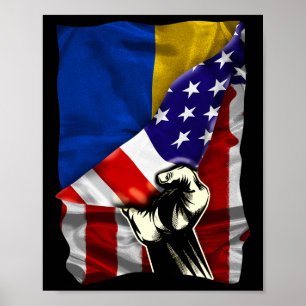 Poster Meia Bandeira Americana Raízes Ucranianas Bandeira