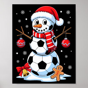 Poster Meia de Natal Futebol Boneco de Neve Chapéu do Pap