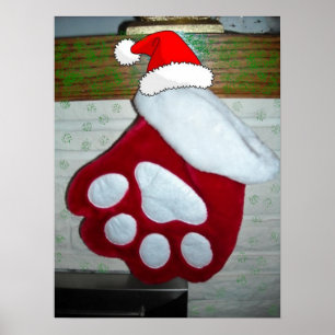 Poster Meia do Natal da pata do animal de estimação