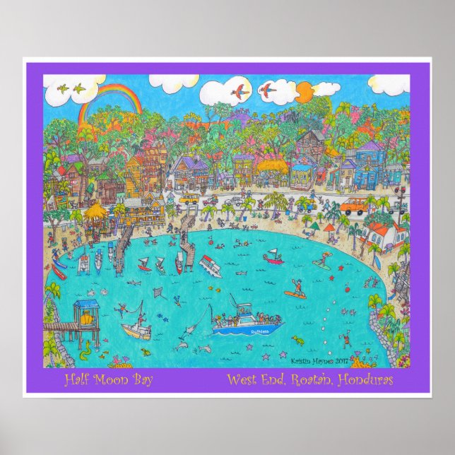 Pôster Meia Lua Bay, Roatan (Frente)