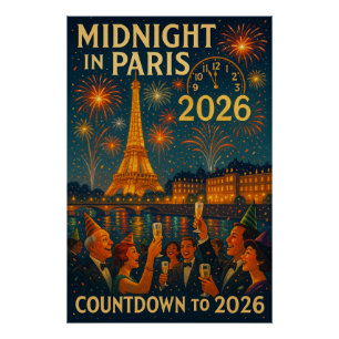 Pôster Meia-noite em Paris – Contagem regressiva para 202