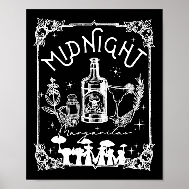 Poster Meia-Noite Margaritas Prática Tee Halloween (Frente)