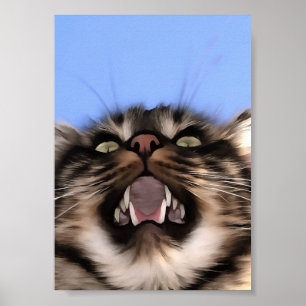 Poster Meia Plainosa De Uma Pintura Em Acrílico De Gato D