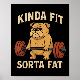 Poster Meio Ajustado Sorta Gordura Engraçada Gym Retro Ca