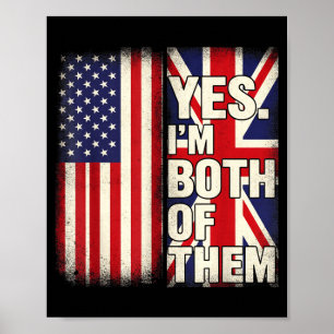Poster Meio americano meio britânico bandeira dos EUA rei