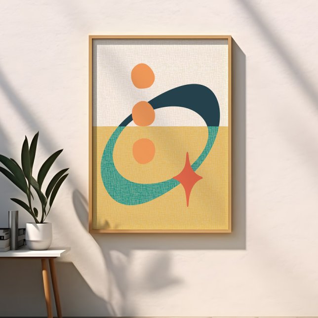 Poster Meio Século Abstrato Atômico Amarelo, Laranja, Tea (Criador carregado)