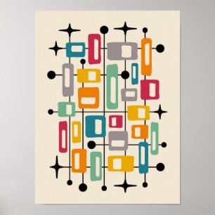 Poster Meio século Atômica moderno