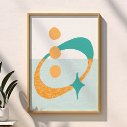 Poster Meio século Atômico Aqua, Laranja, Teal